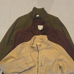 Daily Ritual Women's Lot of 3 Cotton Stretch Full Zip Utility Jackets Lot of 3